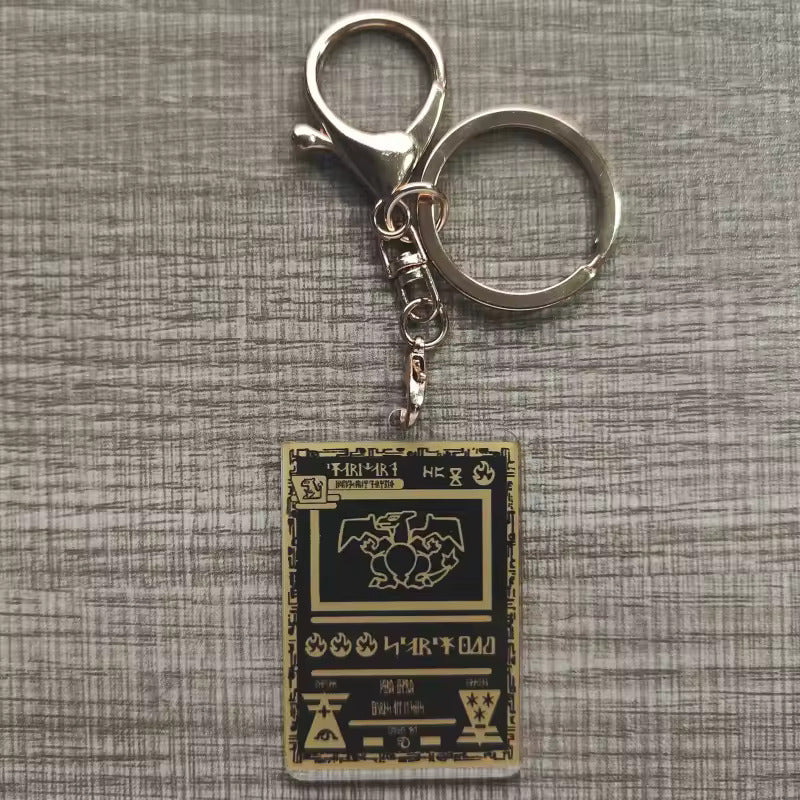 Black & Gold Pokémon Charizard Card Keychain
