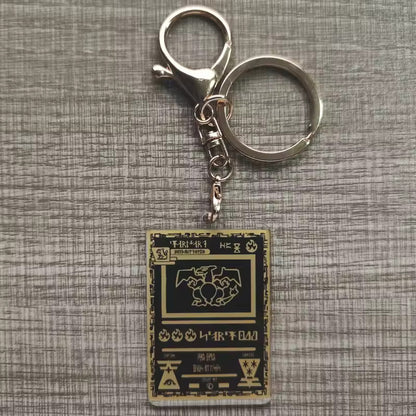 Black & Gold Pokémon Charizard Card Keychain