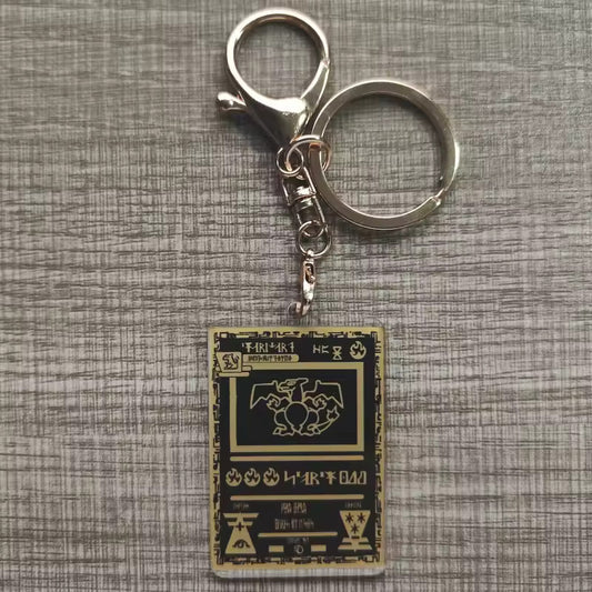 Black & Gold Pokémon Charizard Card Keychain